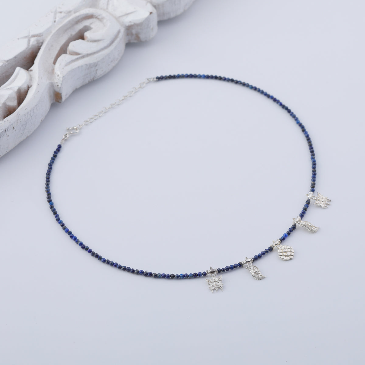 Mini Saaj Motifs Necklace with Lapis Lazuli