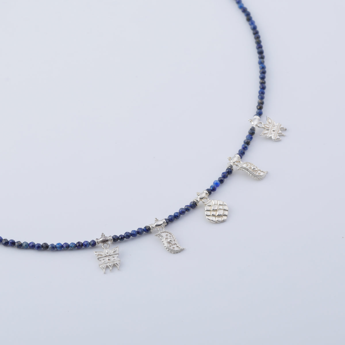 Mini Saaj Motifs Necklace with Lapis Lazuli