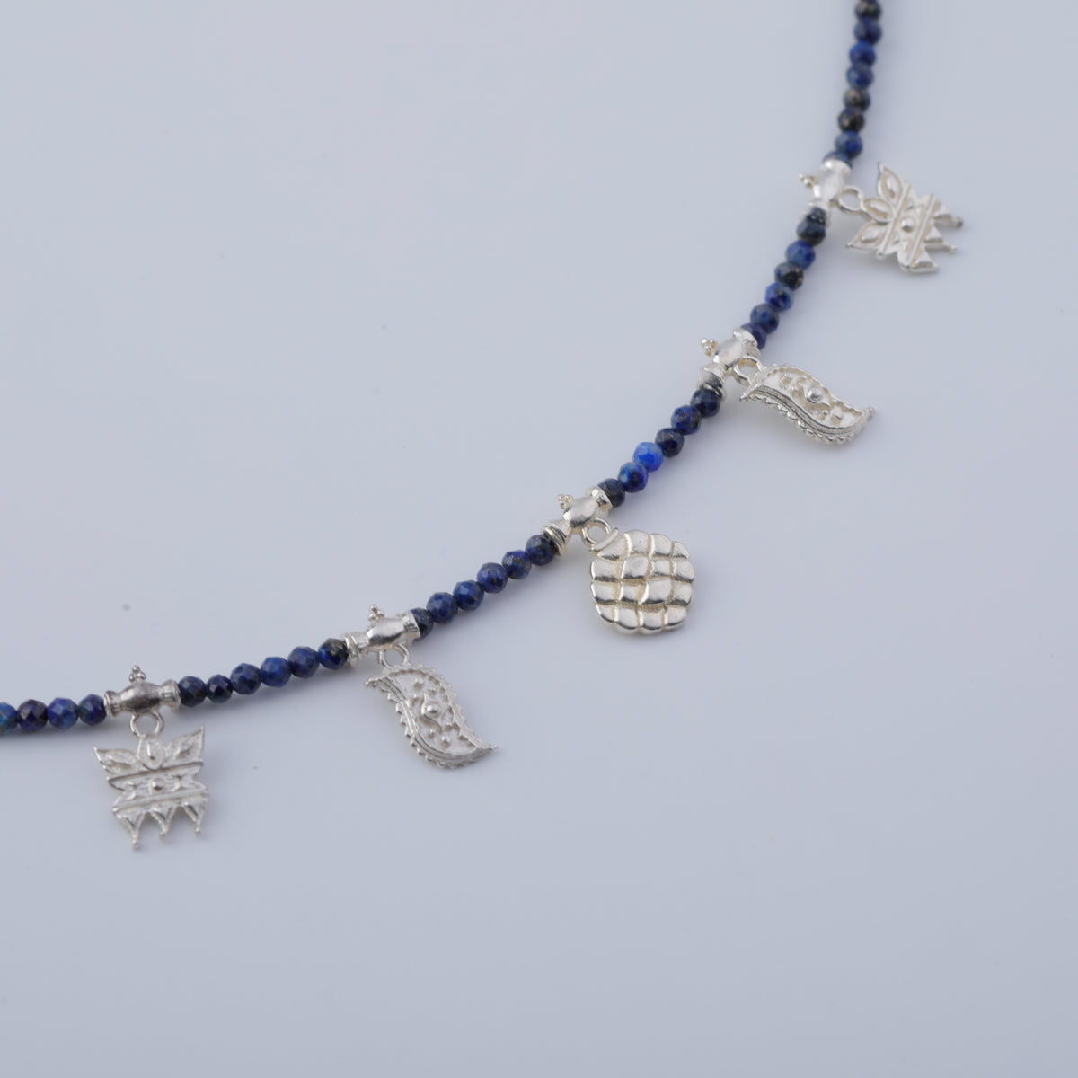 Mini Saaj Motifs Necklace with Lapis Lazuli