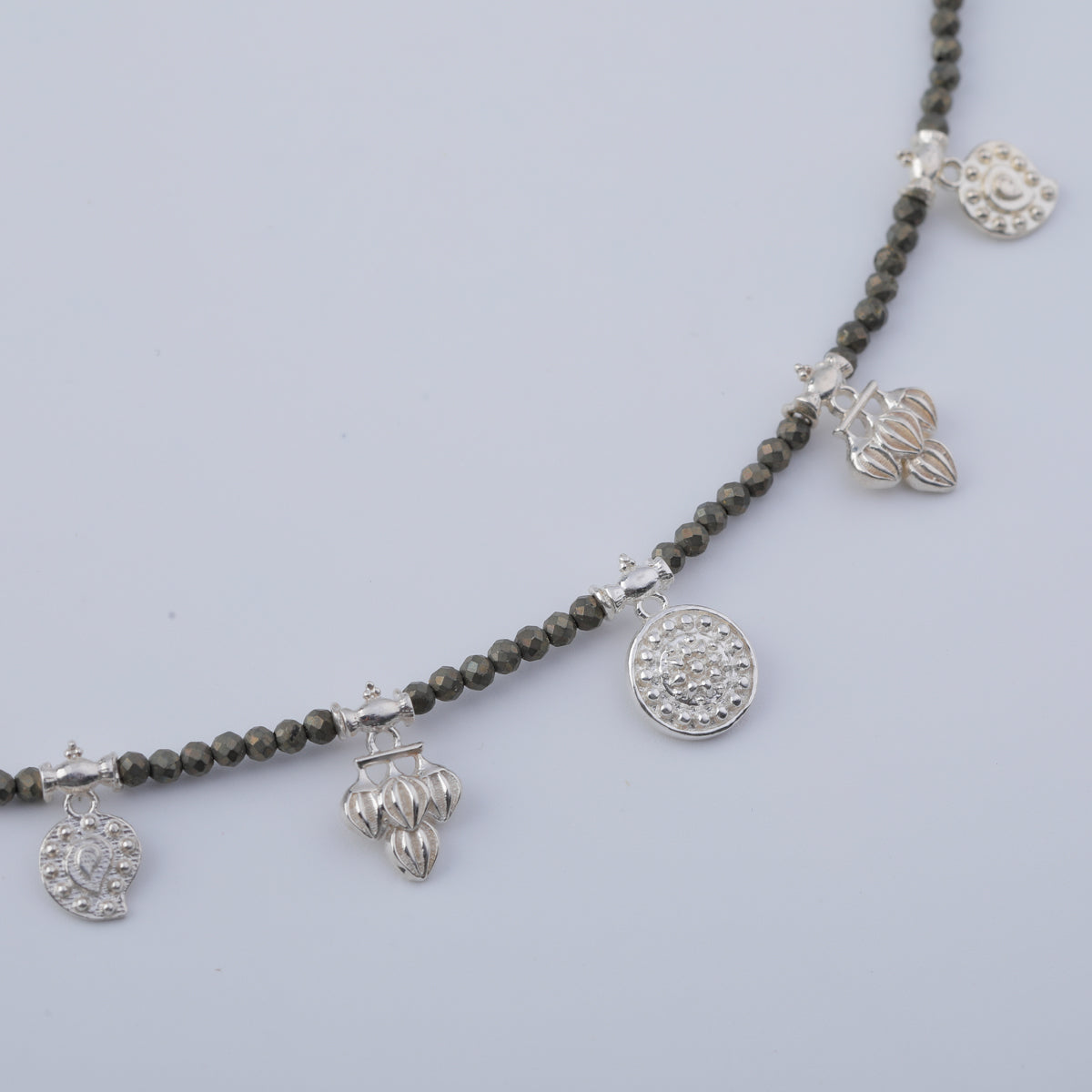 Mini Saaj Motifs Necklace with Pyrite