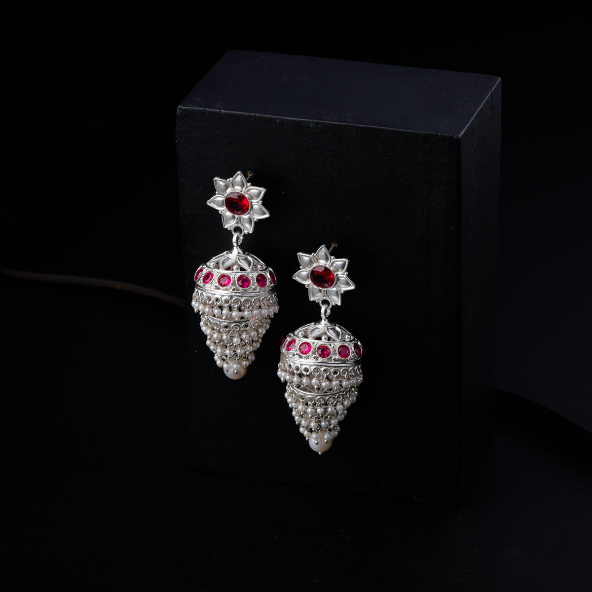 Silver Jhumki with Pearl