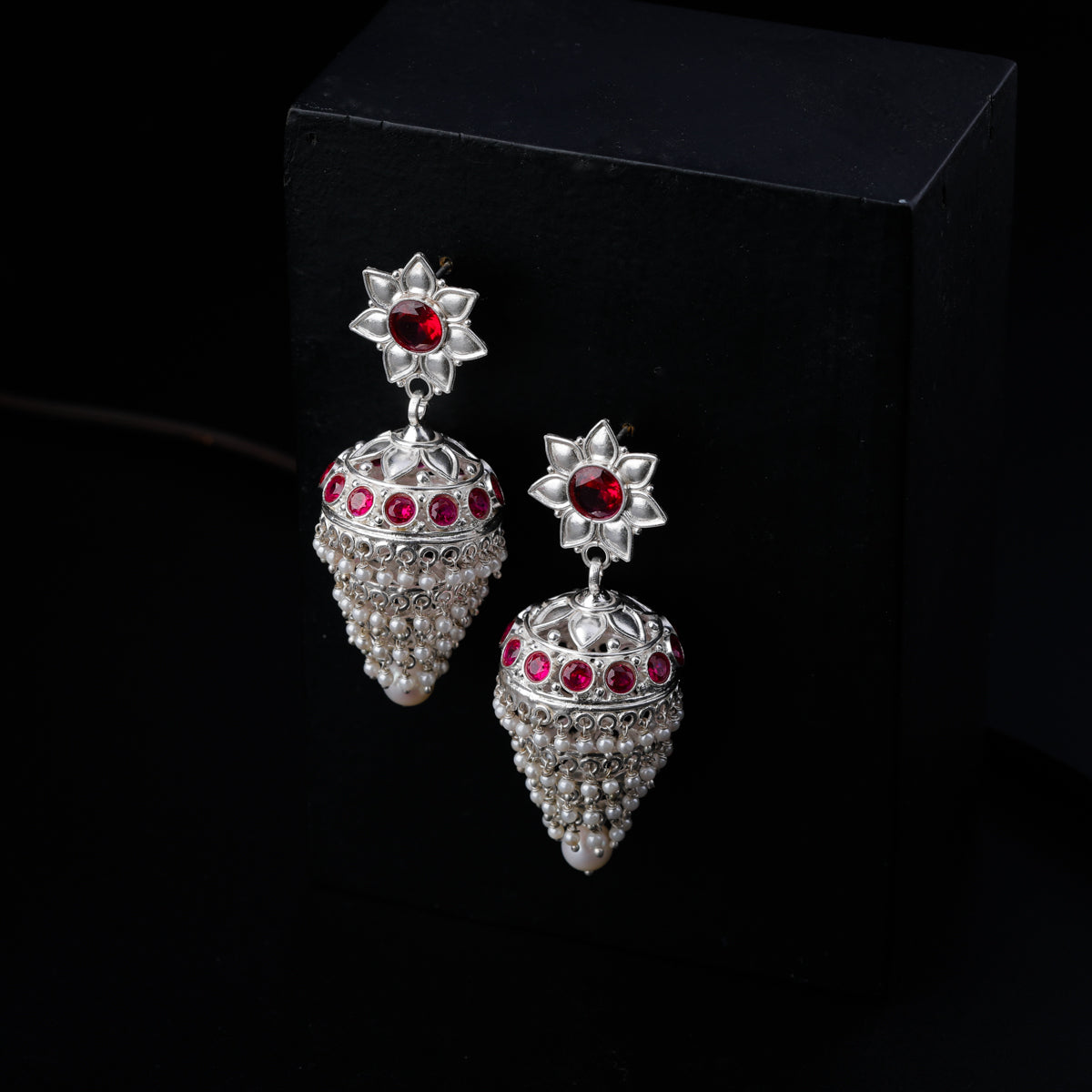 Silver Jhumki with Pearl