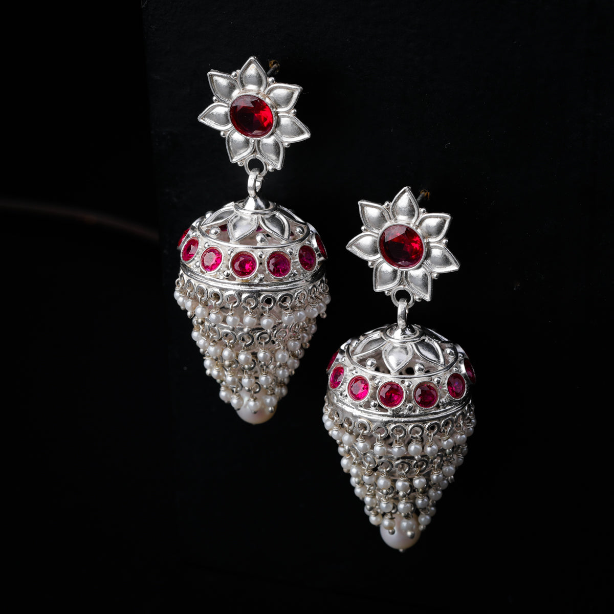 Silver Jhumki with Pearl