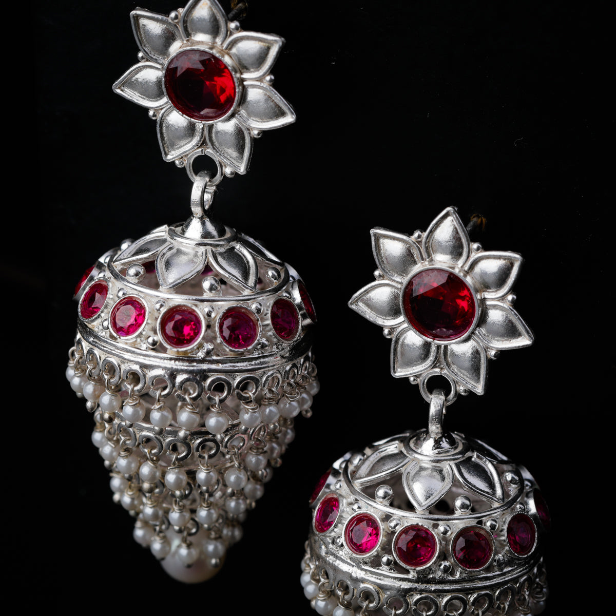 Silver Jhumki with Pearl