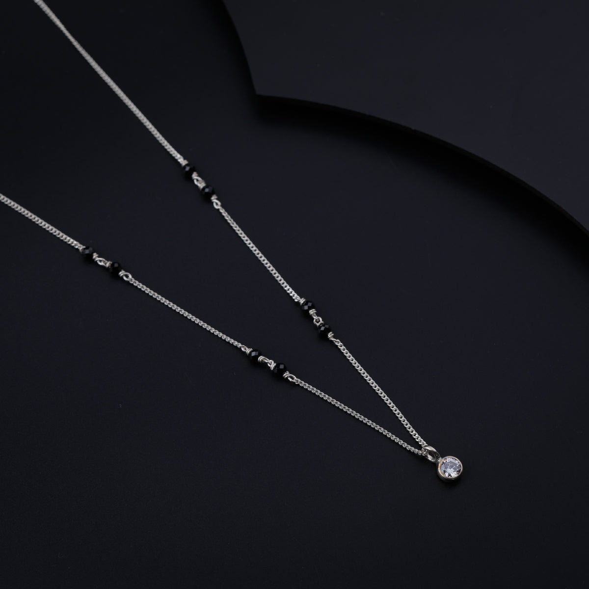 Silver Chain Mangalsutra with CZ Stone