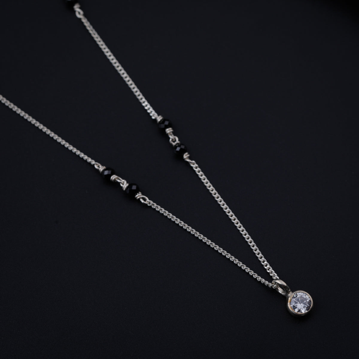 Silver Chain Mangalsutra with CZ Stone