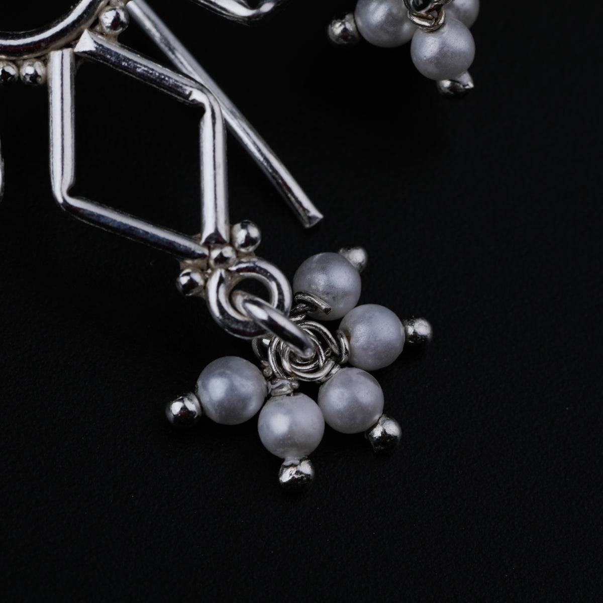 Snowflake Silver Earring with tiny Pearls