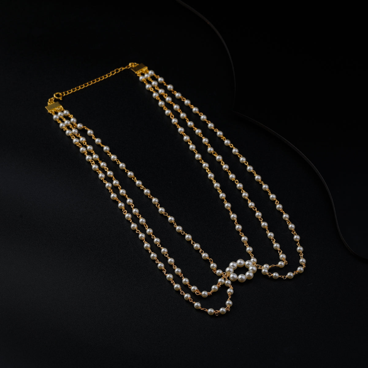 Silver Pearl Chain Necklace (Gold Plated)