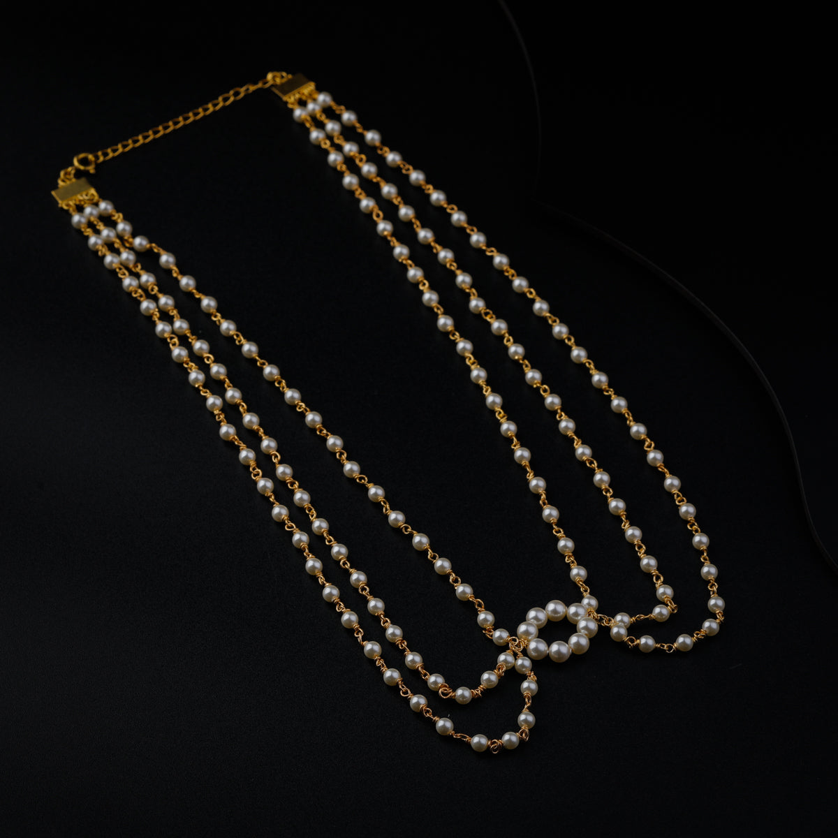 Silver Pearl Chain Necklace (Gold Plated)