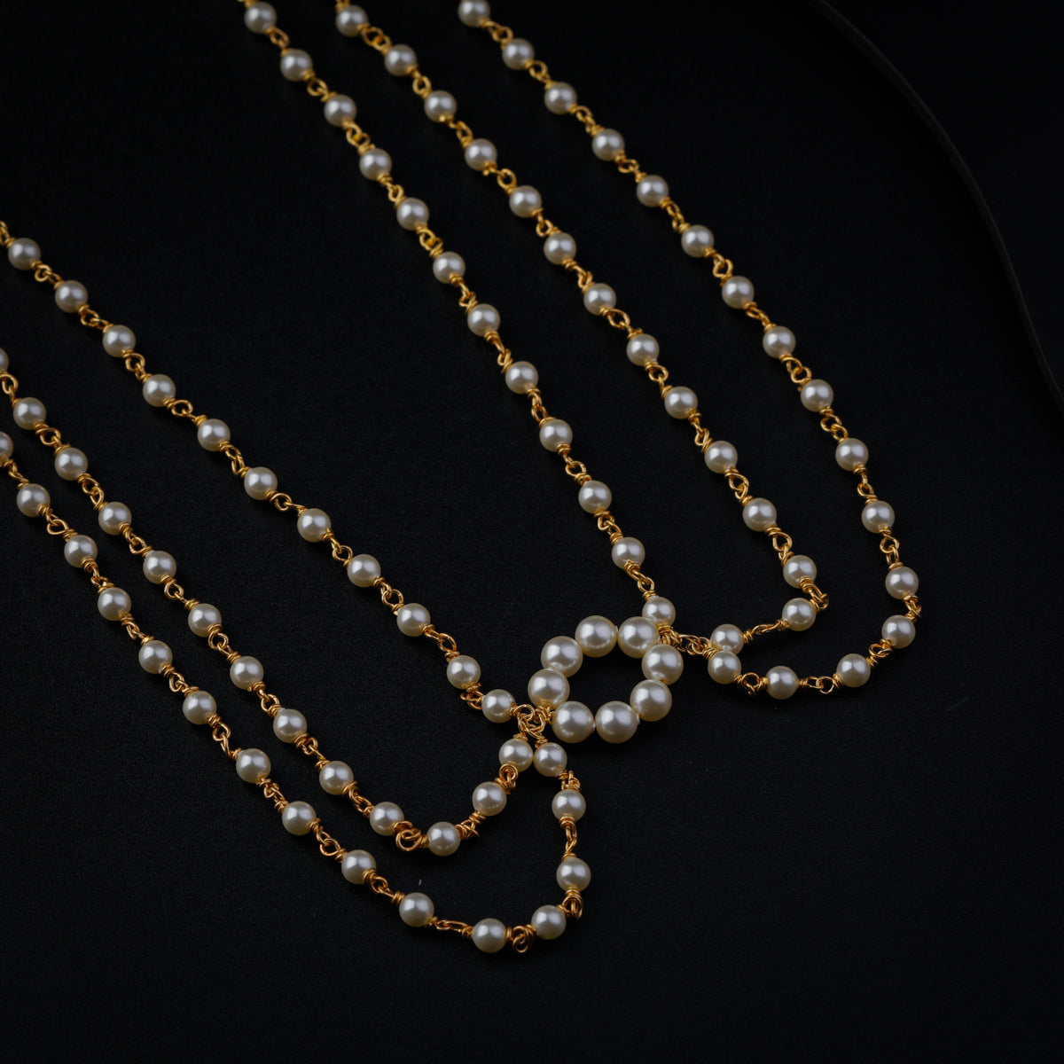 Silver Pearl Chain Necklace (Gold Plated)