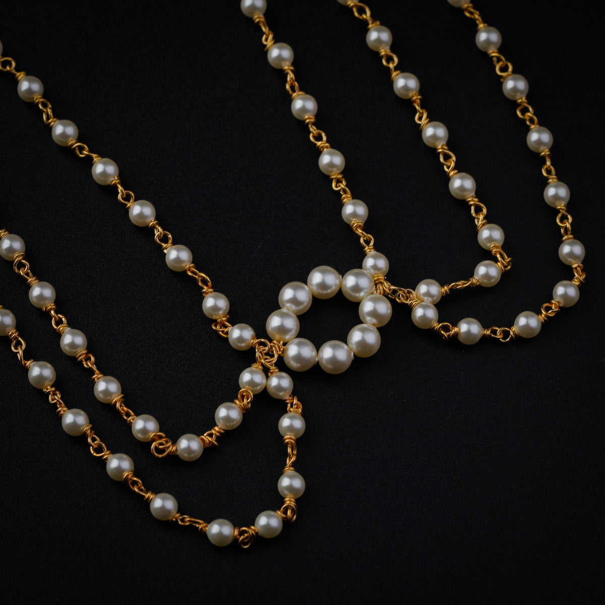 Silver Pearl Chain Necklace (Gold Plated)