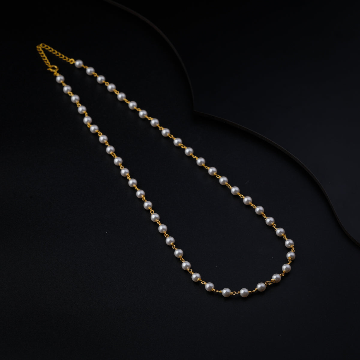 Silver Single Pearl Chain Necklace (Gold Plated)