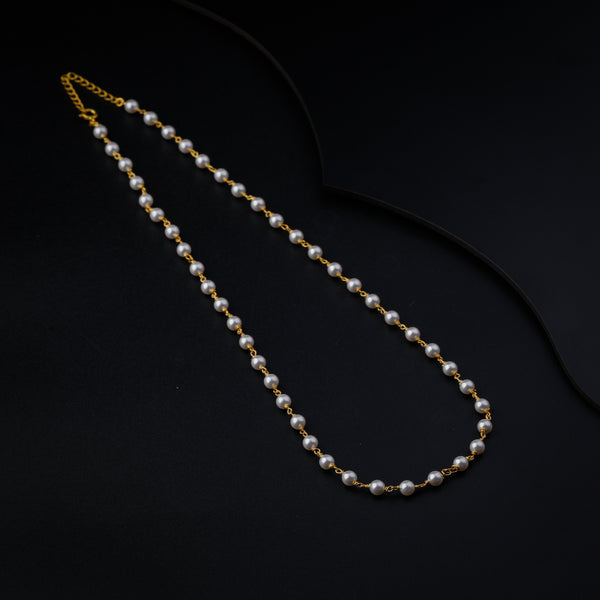 Silver Single Pearl Chain Necklace |  92.5 Silver | 22K Gold Plated