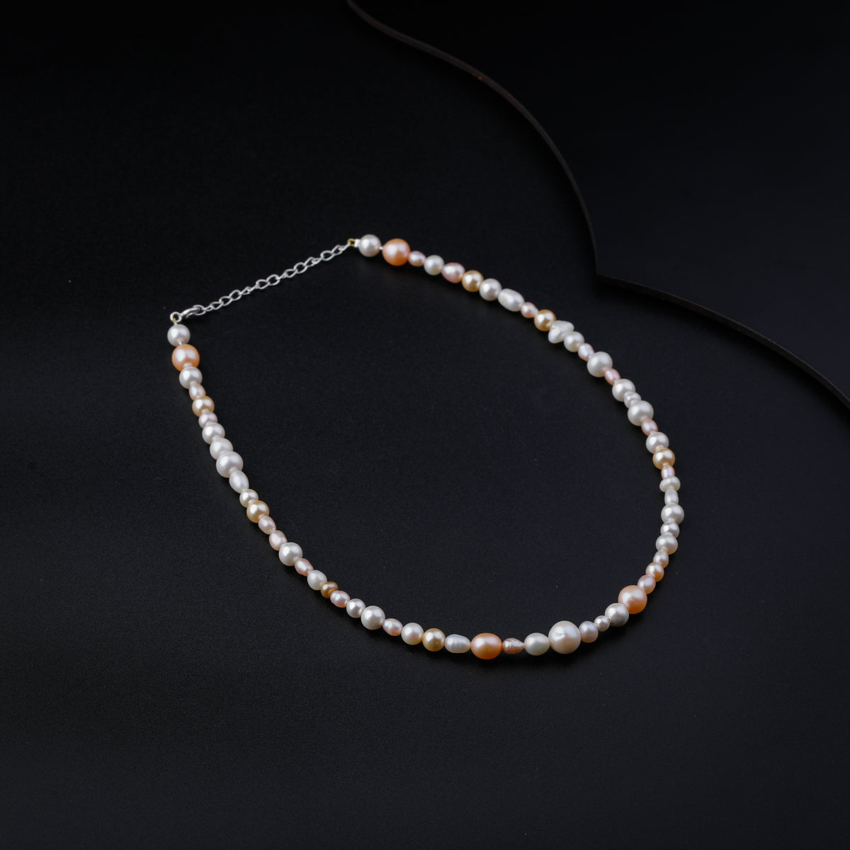 Silver Single Pearl Chain Necklace