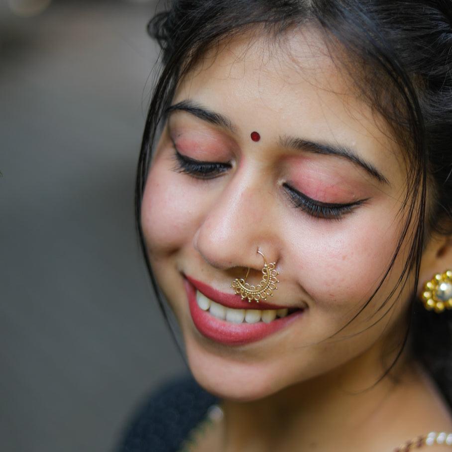 Silver Filigree Nath Gold Plated (Left, Pierced)