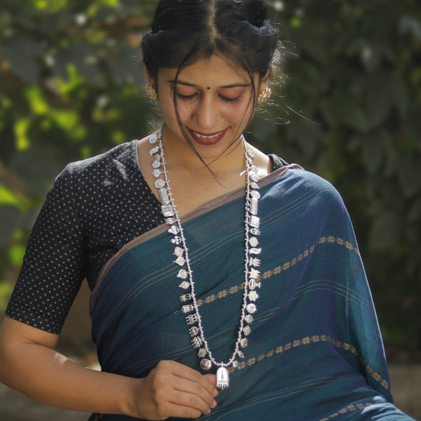 The Aadyaa Saaj (Shiny Silver, Sarmanee Beads) (Made to Order)