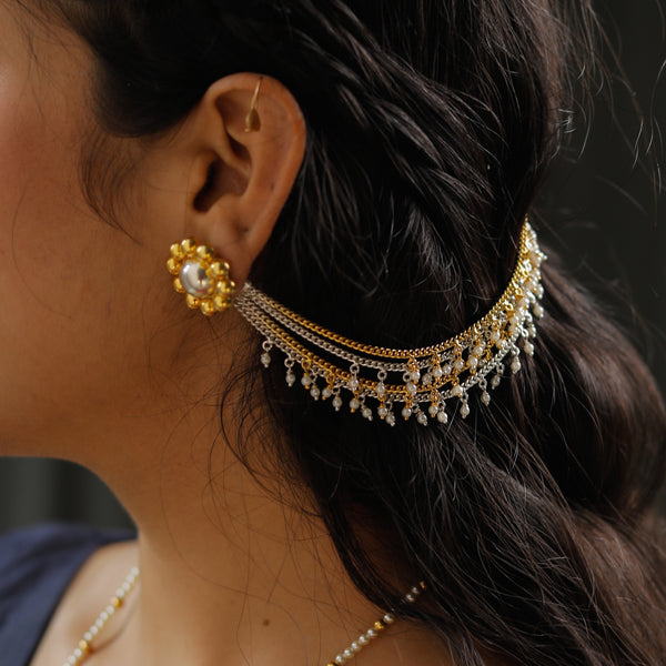 Swarna Rajat Vel ( Earrings extension ) |  92.5 Silver | 22K Gold Plated