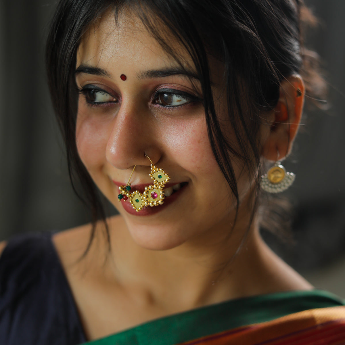 Silver Godavari Nath Gold Plated (Left, Pierced)