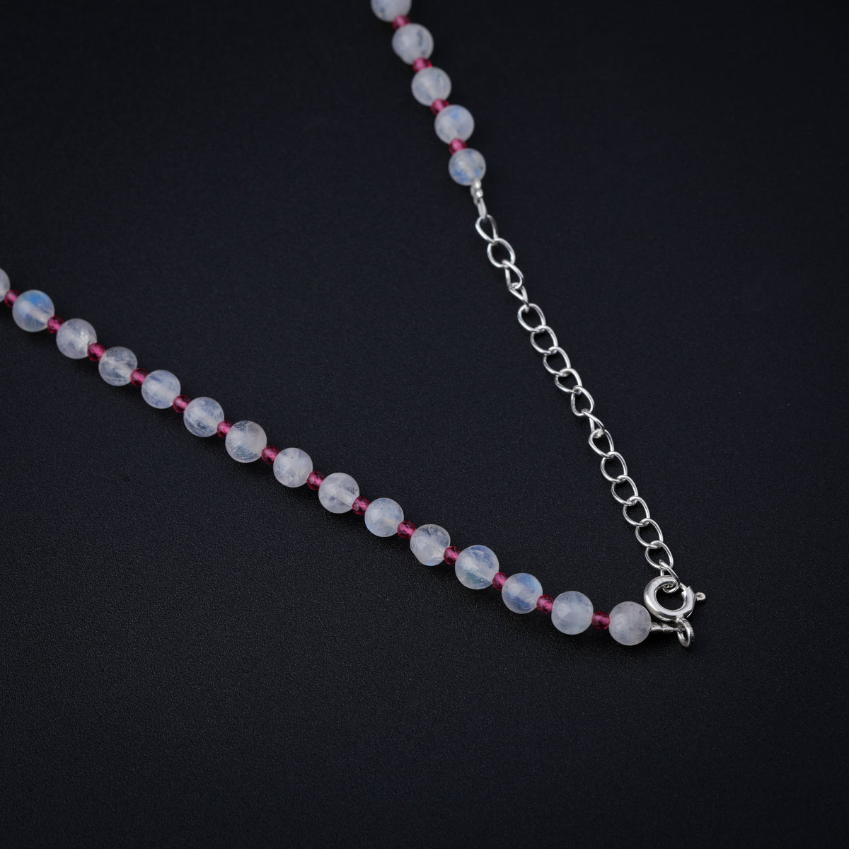 Rhodolite and Moonstone Silver Charm Necklace