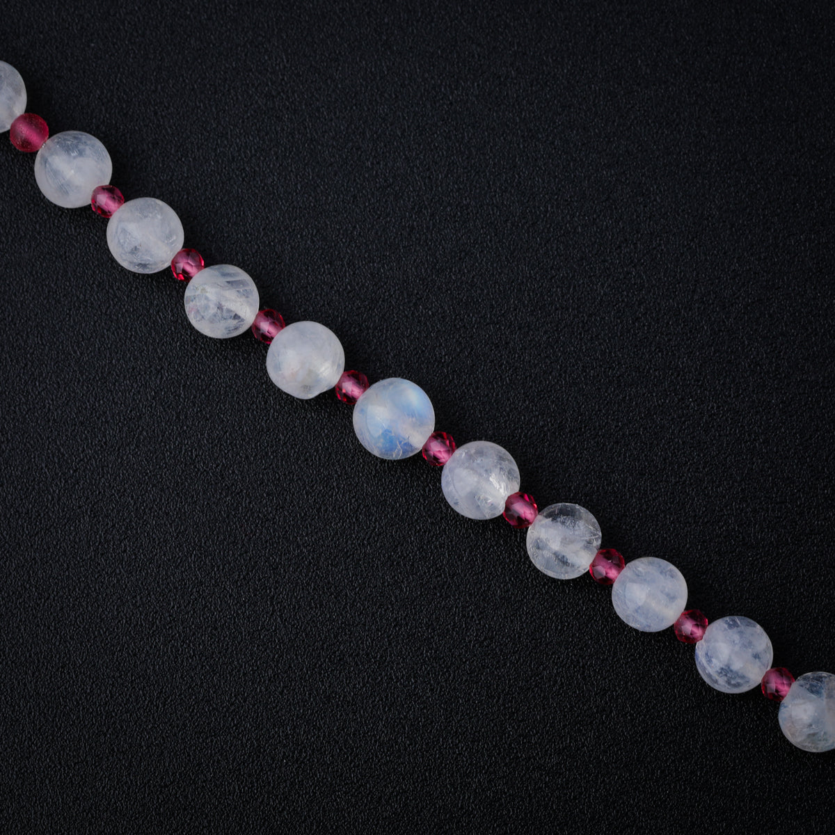 Rhodolite and Moonstone Silver Charm Necklace