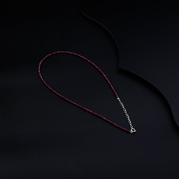 Garnet Silver Necklace (Textured)