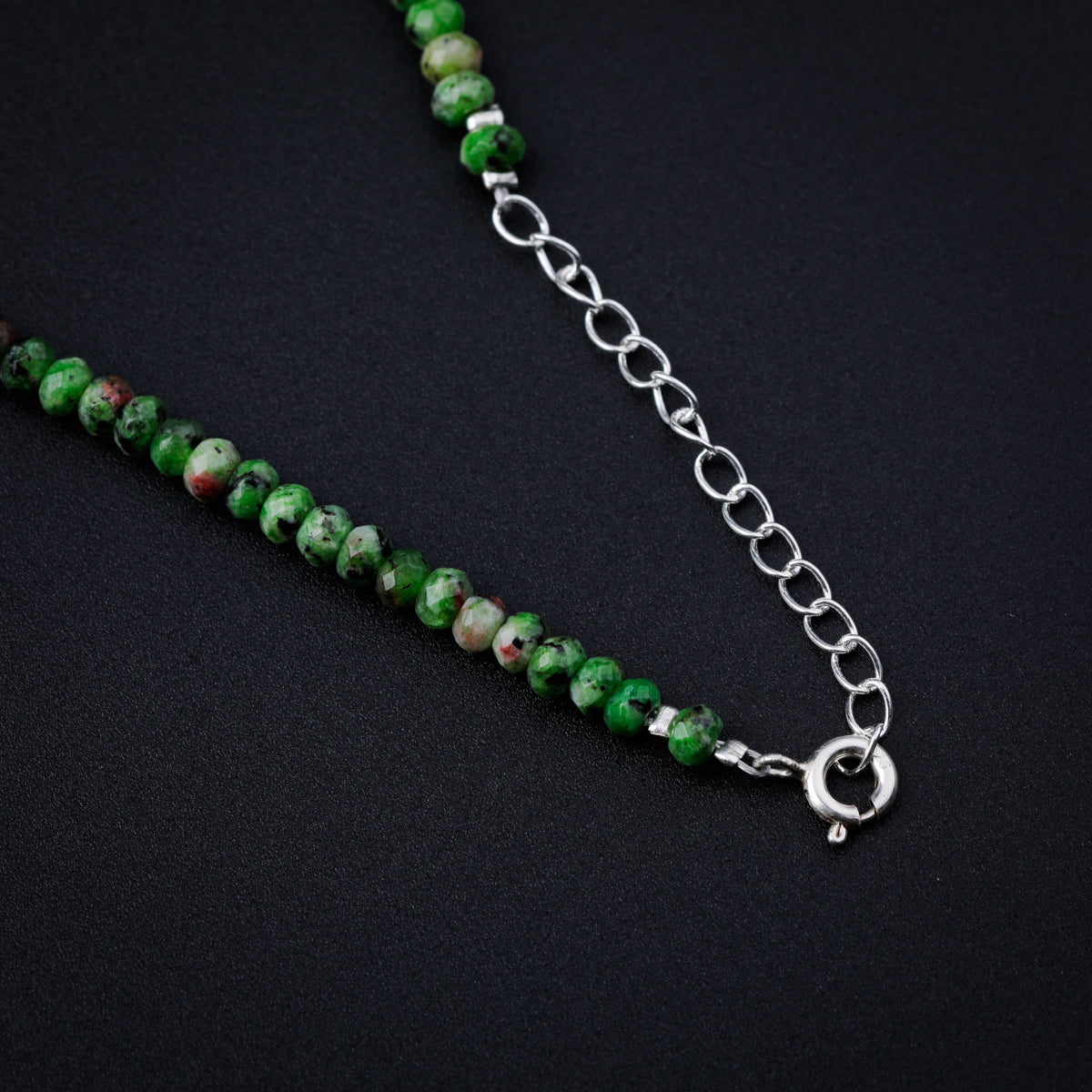 Green Sapphire Silver Charm Necklace