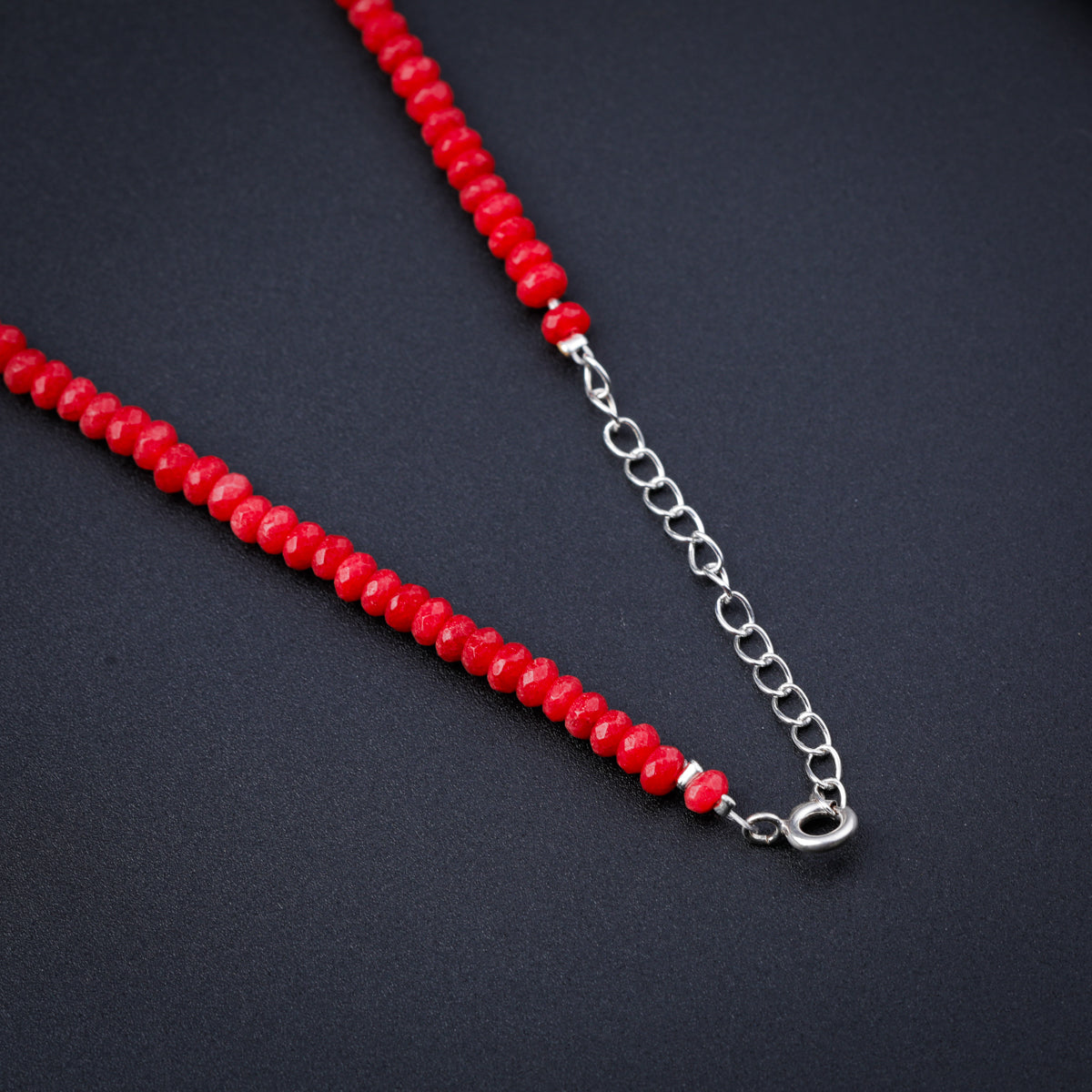 Red Sapphire Silver Charm Necklace