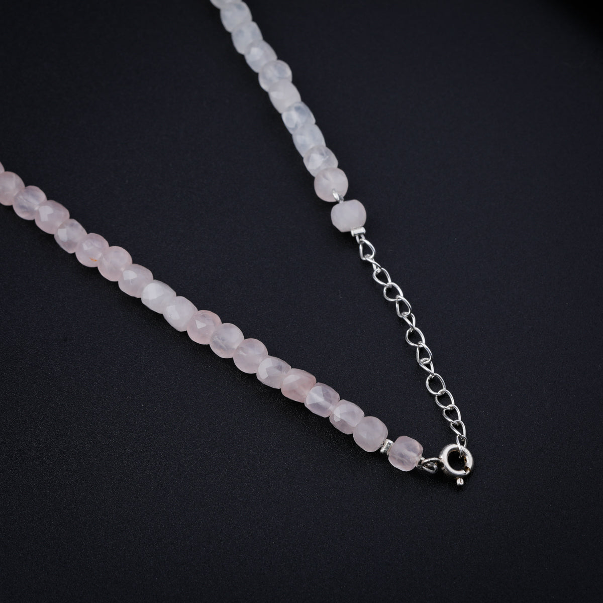 Rose Quartz Silver Charm Necklace