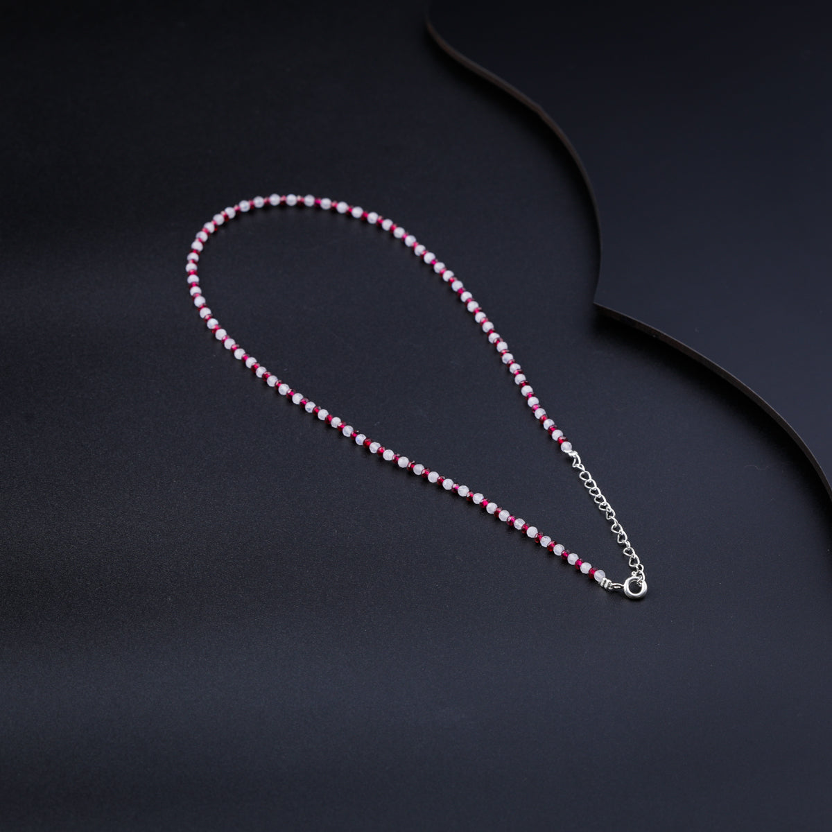 Moonstone and Garnet Silver Necklace