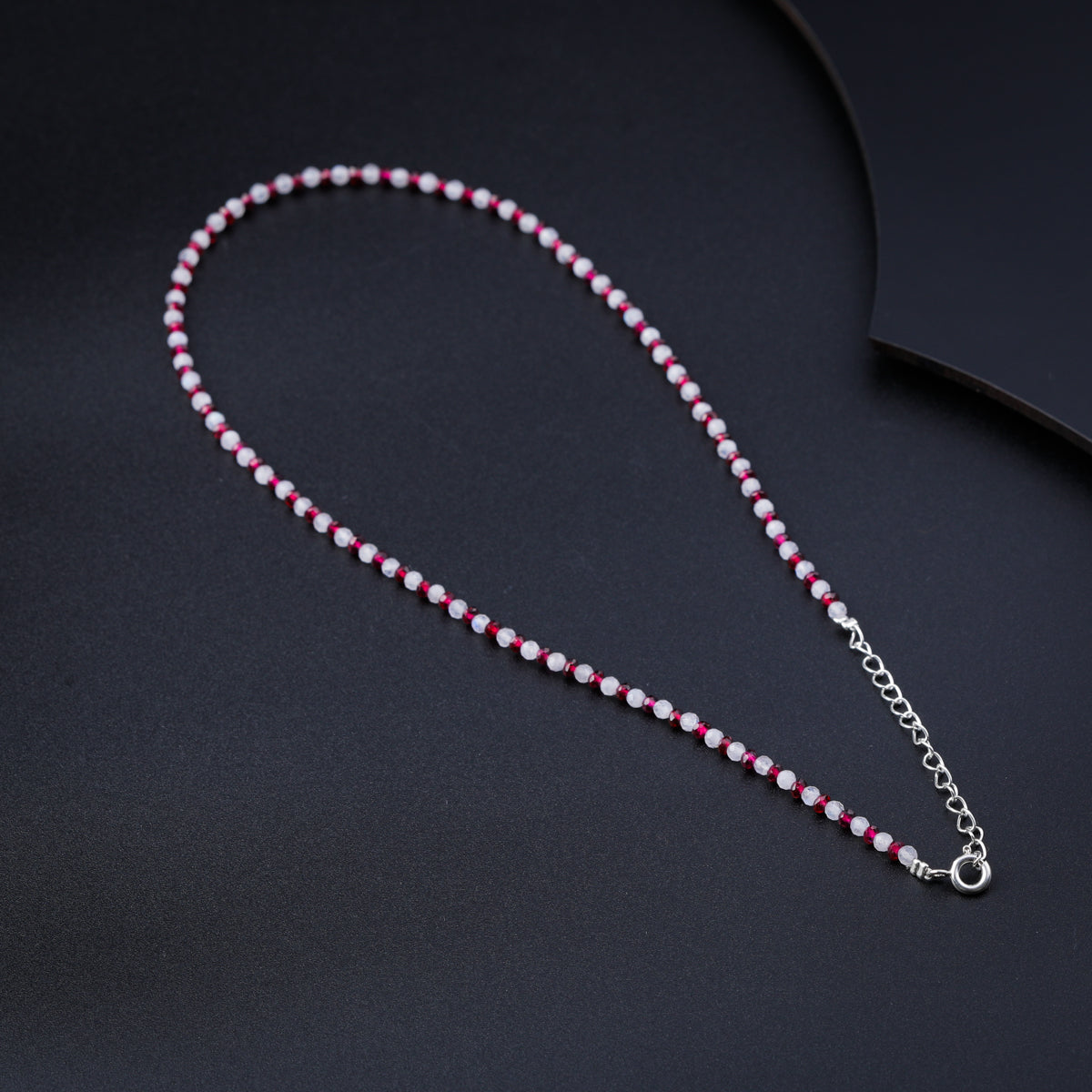 Moonstone and Garnet Silver Necklace