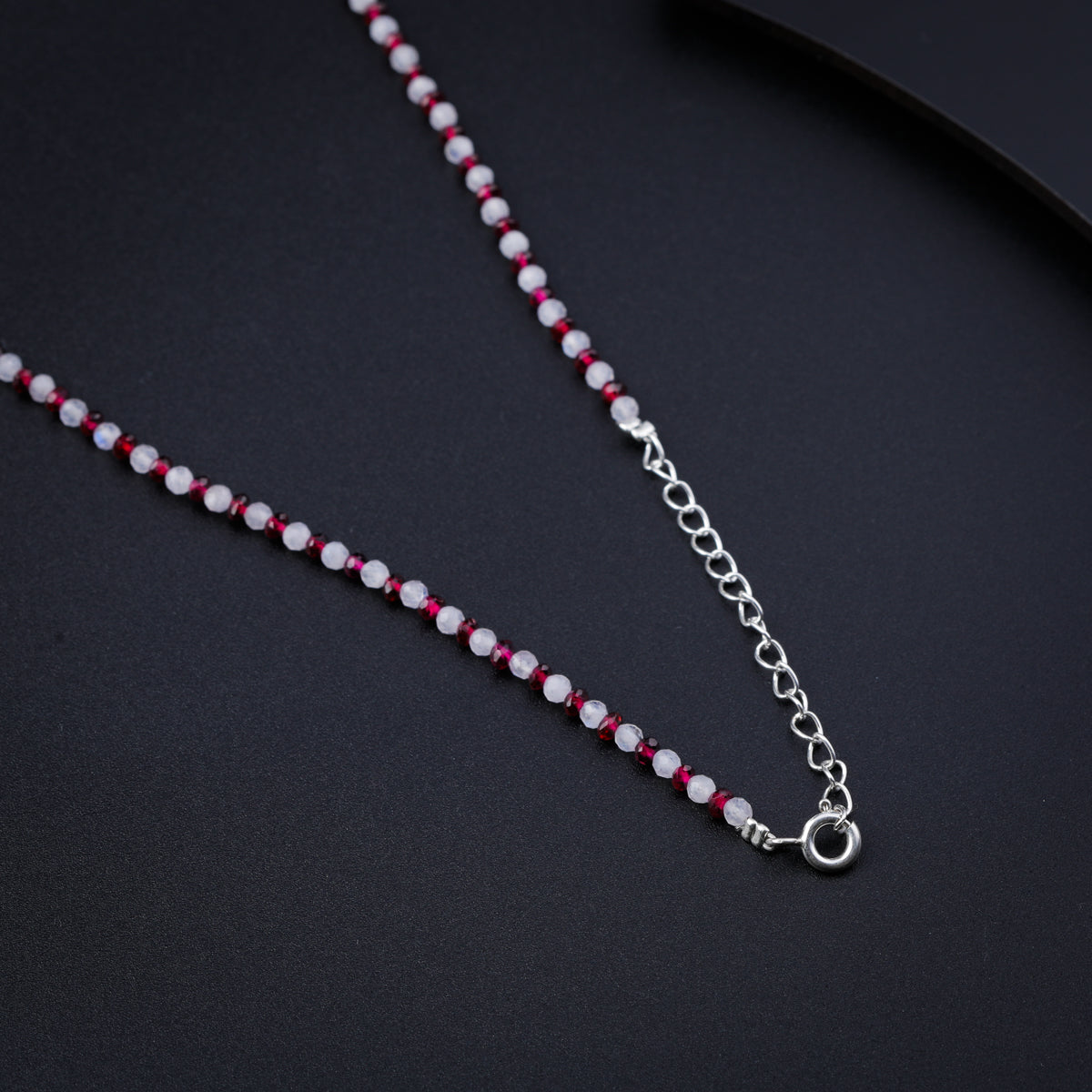 Moonstone and Garnet Silver Necklace