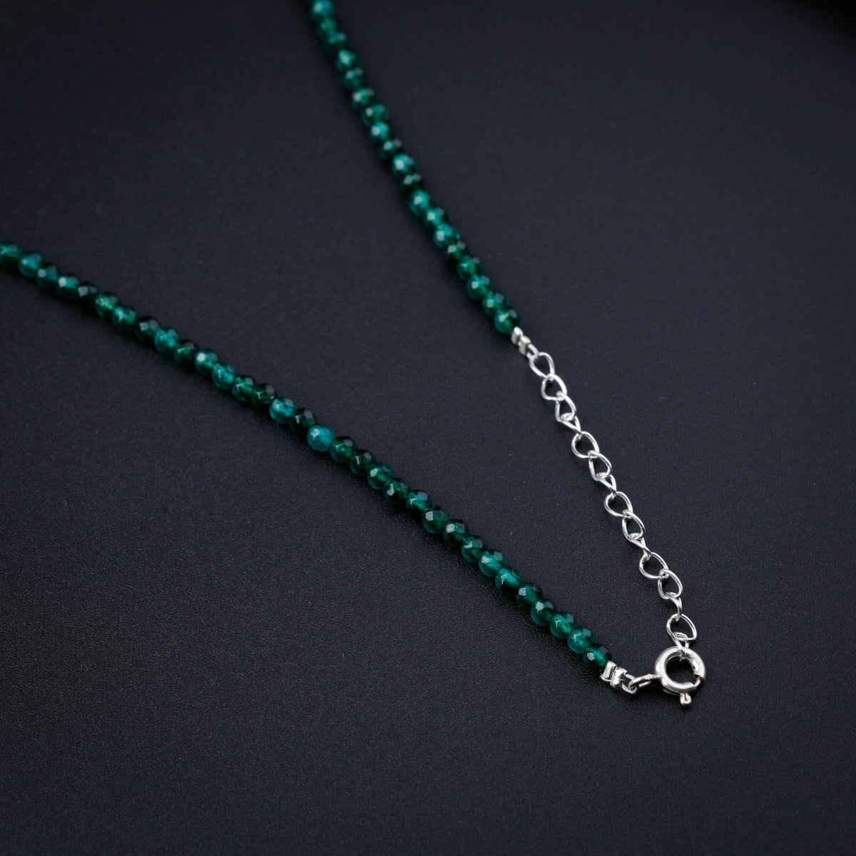 Green Onyx Silver Charm Necklace