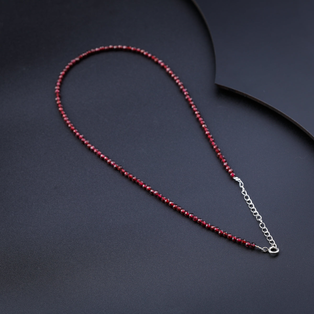 Garnet Silver Charm Necklace