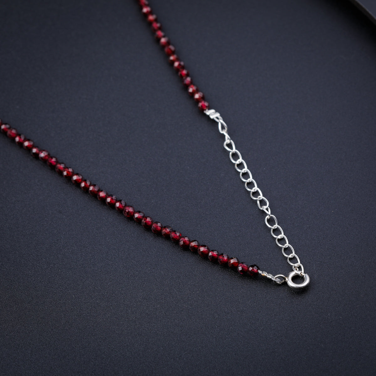 Garnet Silver Charm Necklace