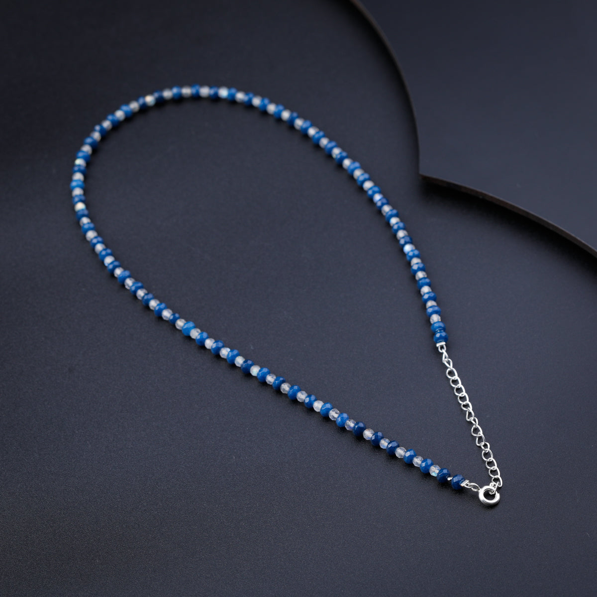 Blue Sapphires and Labradorite Silver Charm Necklace