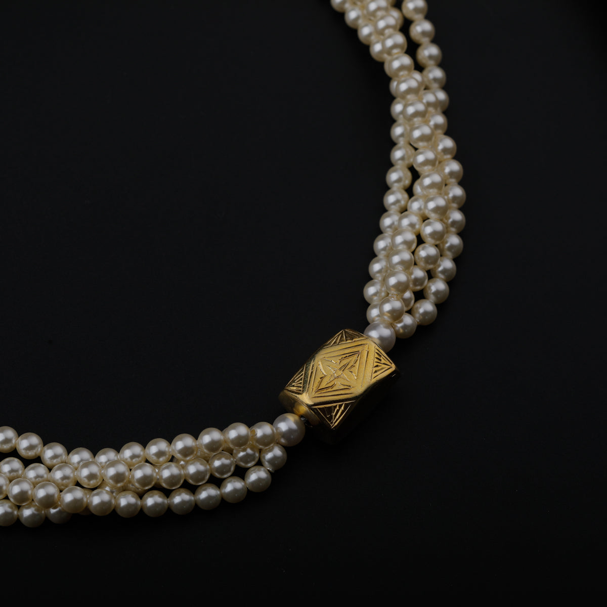 Gold Plated Silver Motif Thushee Necklace with Pearls