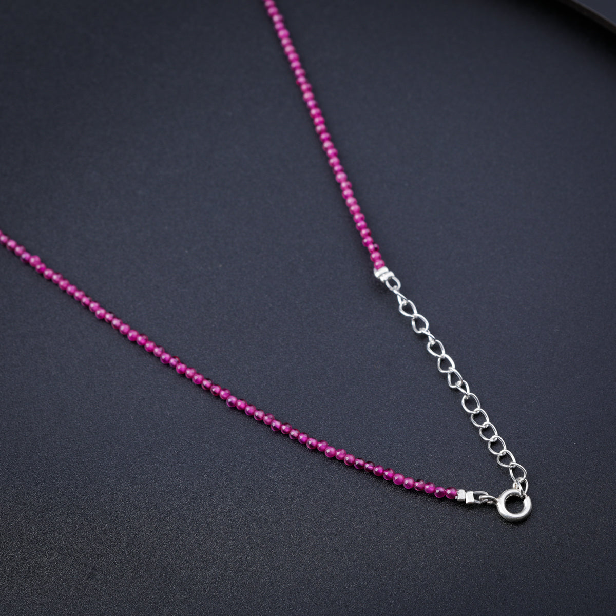 Silver Charm Ruby Necklace