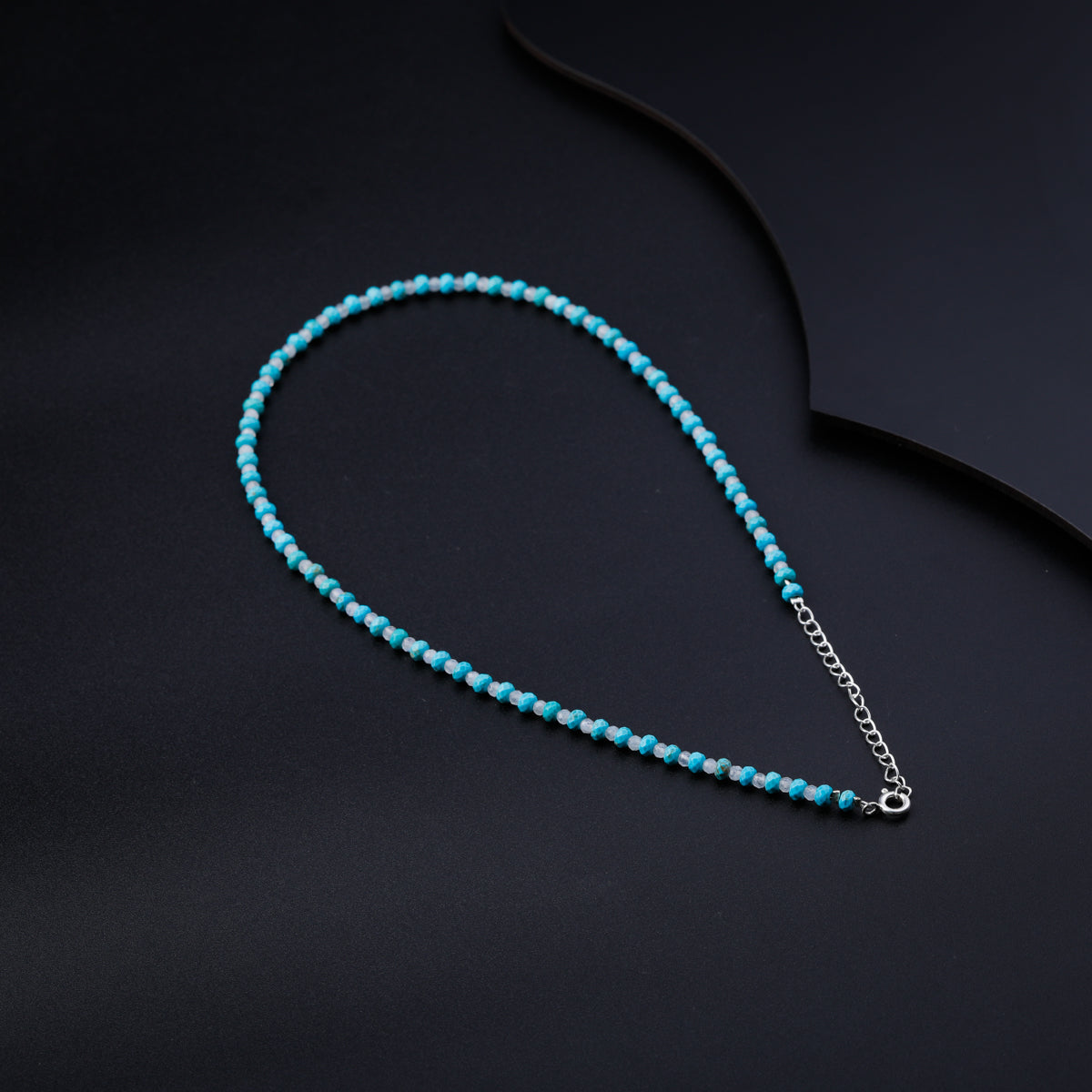 Turquoise and Moonstone Silver Necklace