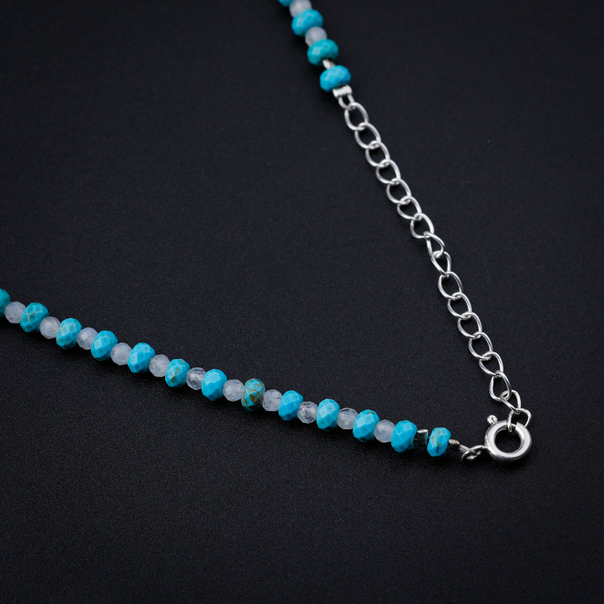 Turquoise and Moonstone Silver Necklace