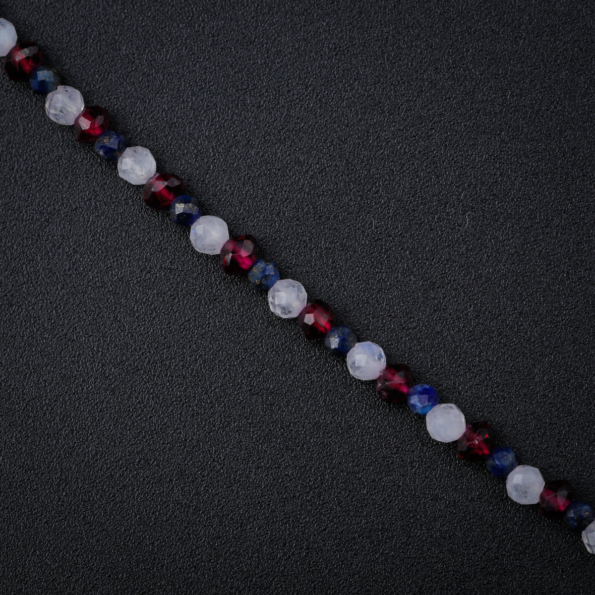 Moonstone, Garnet & Lapis Lazuli Silver Necklace