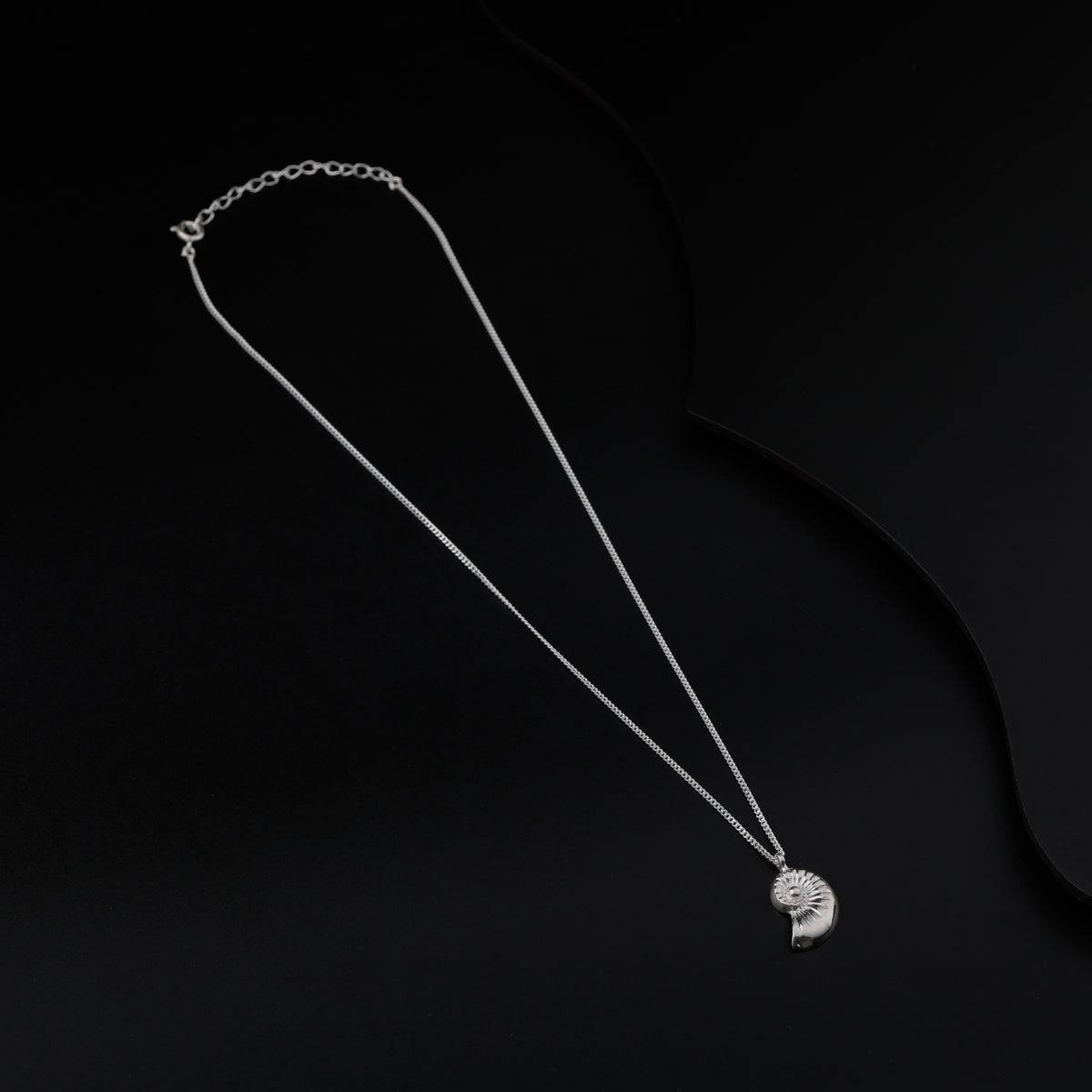 Silver Chain Necklace with Snail Shell Motif