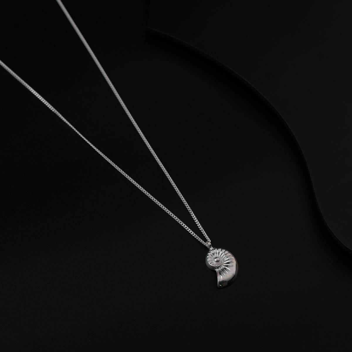 Silver Chain Necklace with Snail Shell Motif