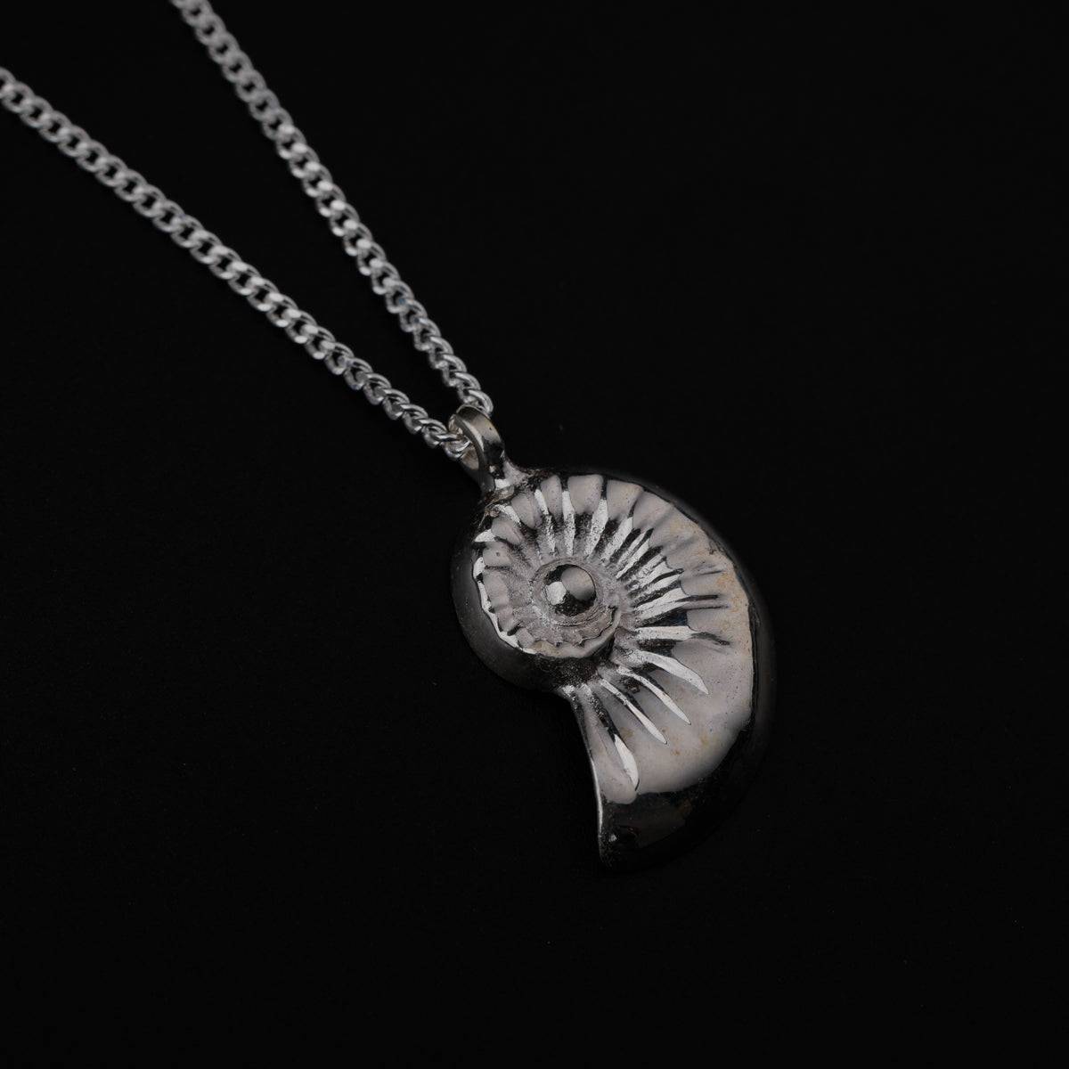 Silver Chain Necklace with Snail Shell Motif