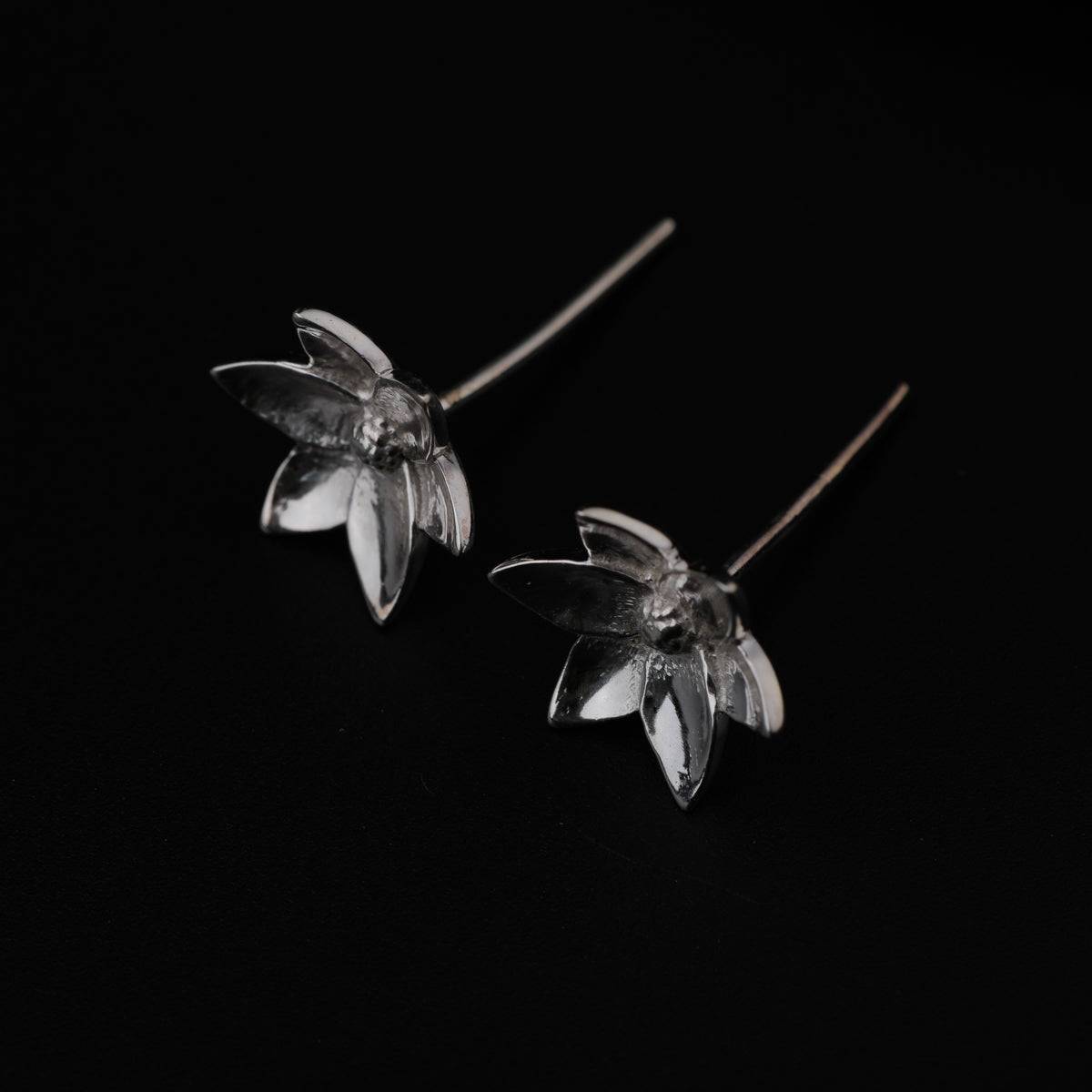 Silver Star Flower Studs Earring