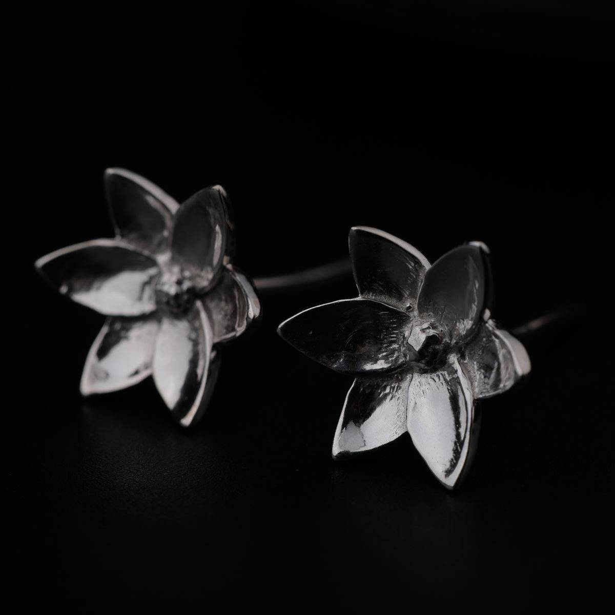 Silver Star Flower Studs Earring