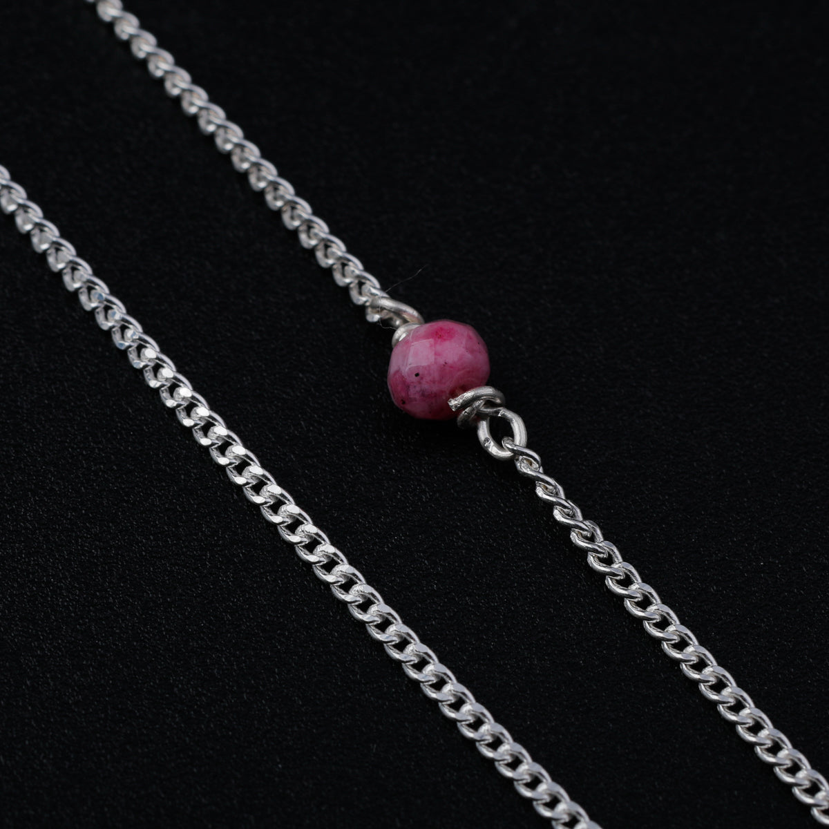 Double Layer Silver Chain Necklace with Garnet Stones