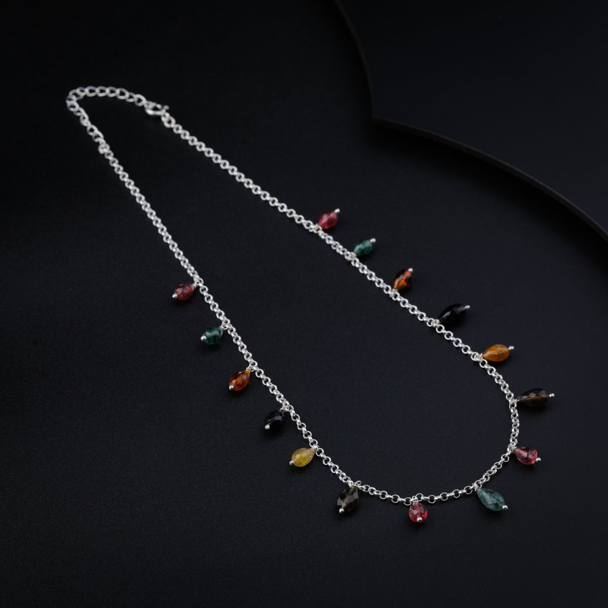 Multicolor Stones Silver Necklace