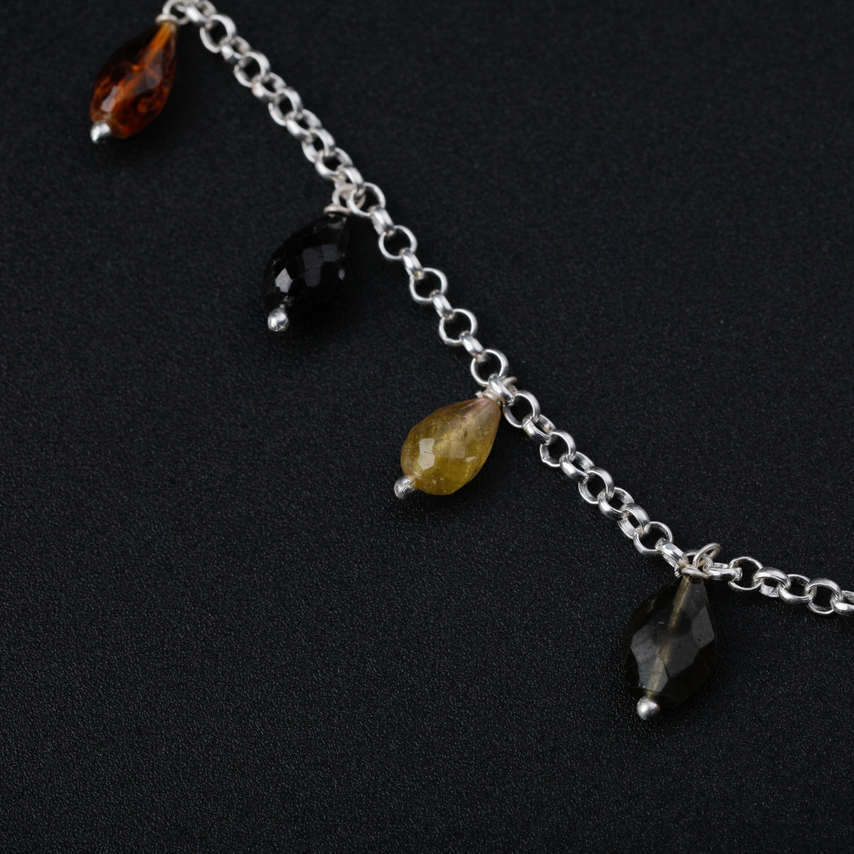 Multicolor Stones Silver Necklace