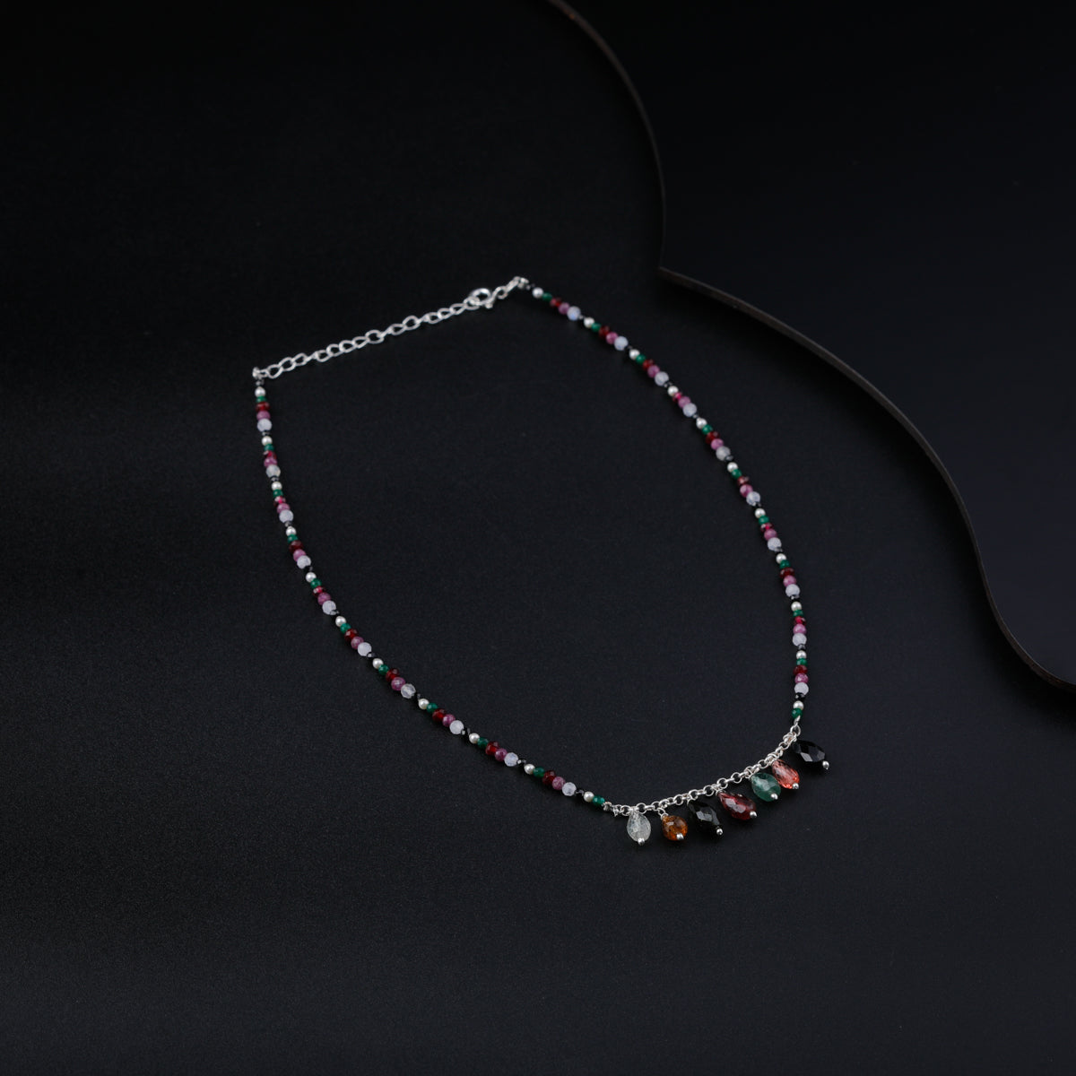 Silver Necklace with Multicolor Stones