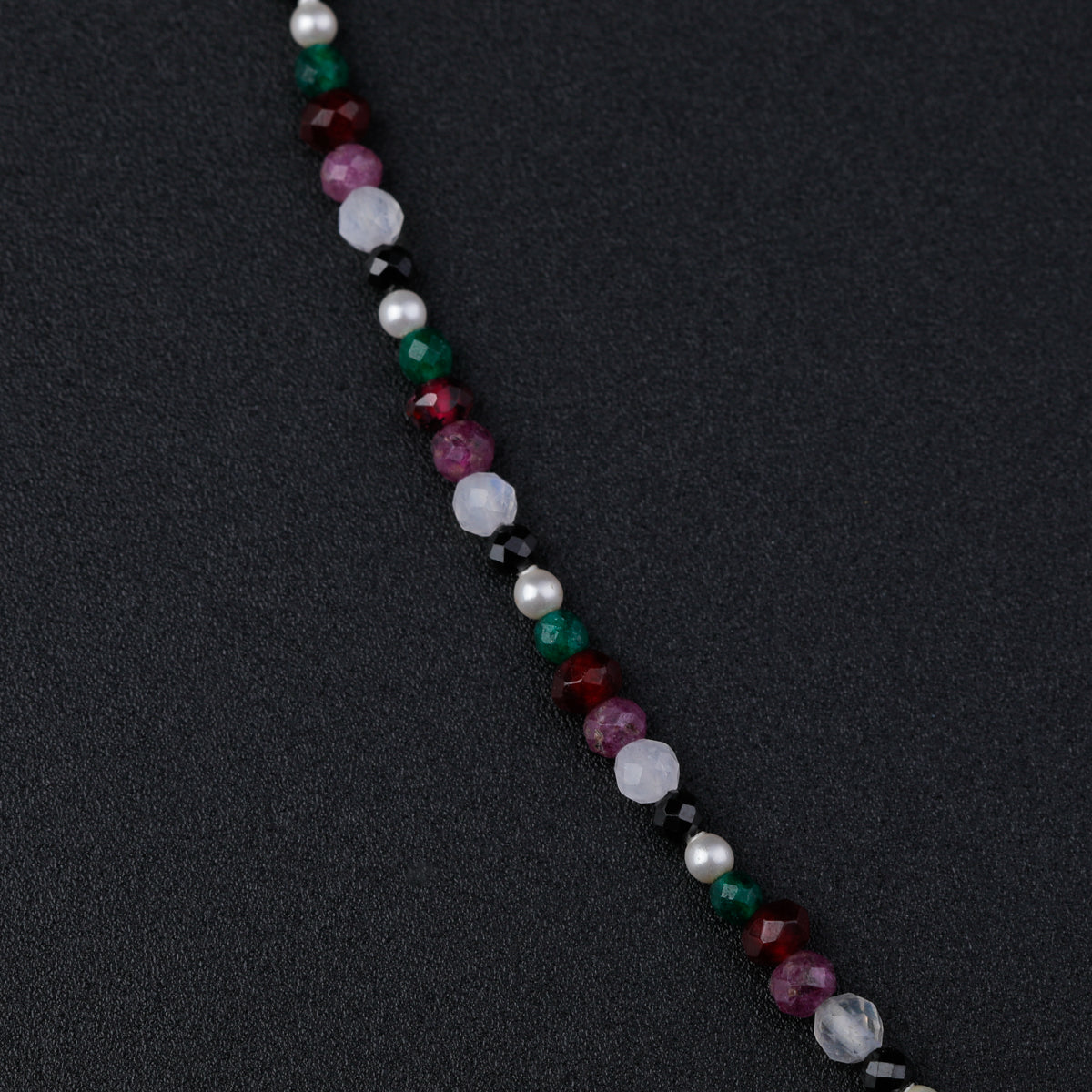 Silver Necklace with Multicolor Stones